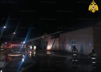 В Самарской области горел склад зерна. Пожар тушили всю ночь