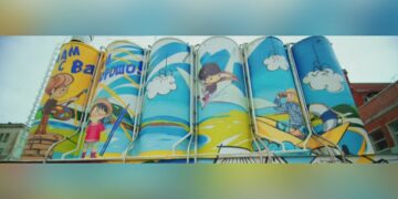 На бункерах для муки Самарского хлебозавода №5 нарисовали восьмиметровый мурал