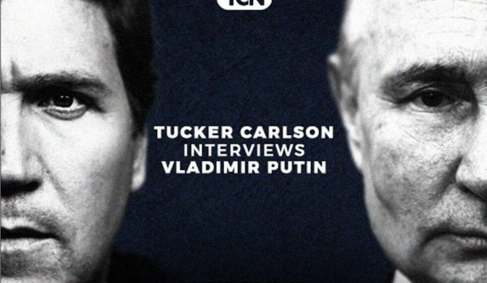 Президент РФ Владимир Путин на обложке анонса интервью Такеру Карлсону. Фото: @TuckerCarlson @TuckerCarlson