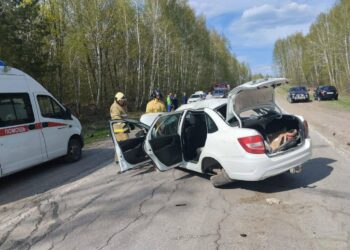 В Самарской области Гранта слетела в кювет и перевернулась