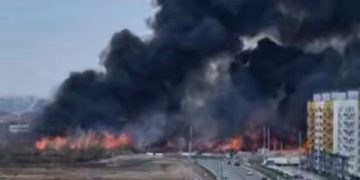 В Самаре у микрорайона Южный город горит камыш