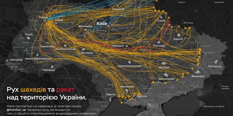 Схема ударов ВС РФ по целям на Украине от противника, фото: соцсети