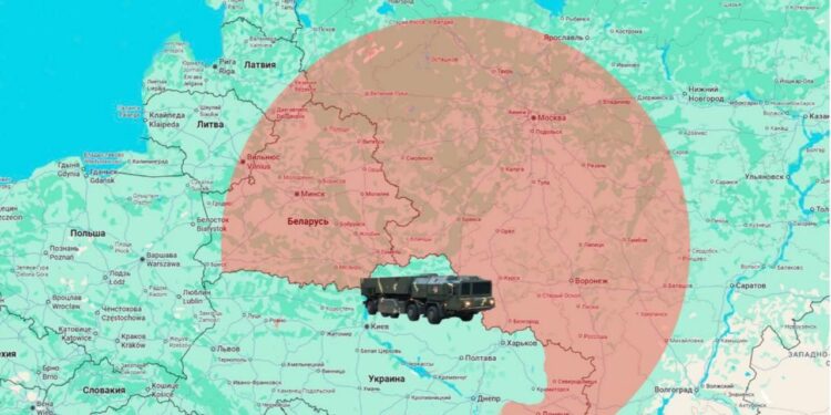 Карта потенциального поражения территории РФ ракетами "Сапсан", фото: ФСБ РФ ракетами
