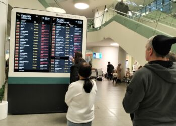 Как минимум несколько сотен человек встречали этот Новый год в аэропорту Самары, фото: Людмила Николаева